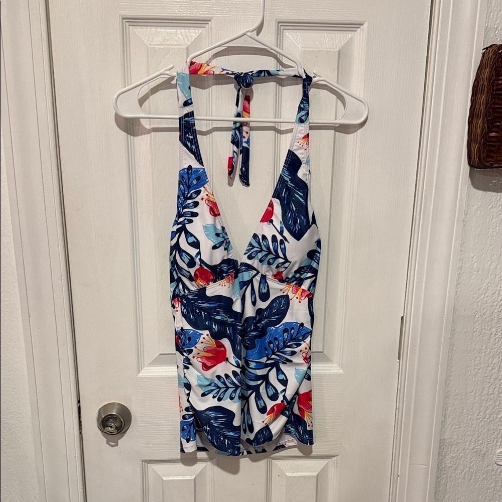 Tropical Blue and Red Women Swim One Piece